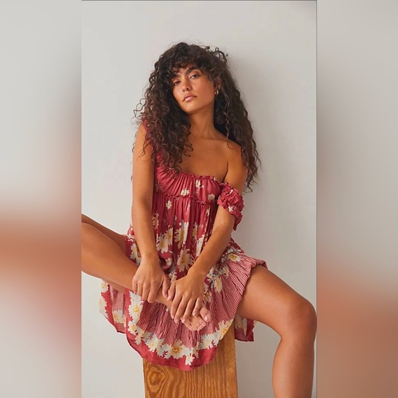 Free People Bailey Wild Daisy Slip Dress Medium Boho Floral Mini - Picture 5 of 8